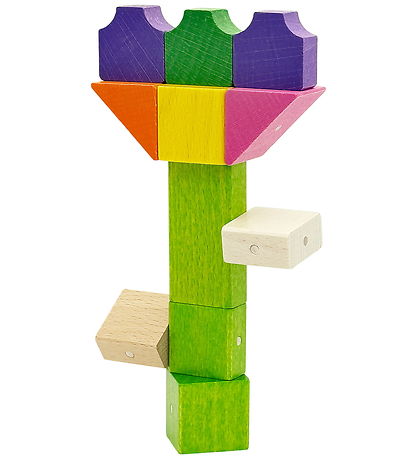 Kooglo Magnetiske Træblokke - Mega Color - 100 Stk