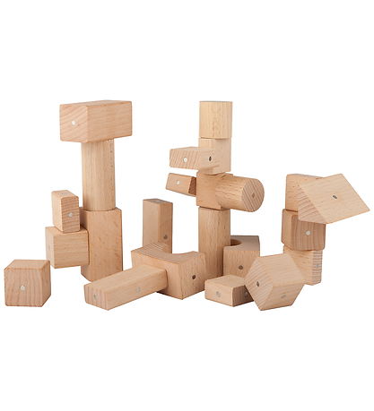 Kooglo Magnetiske Træblokke - Mega Natural - 100 Stk.