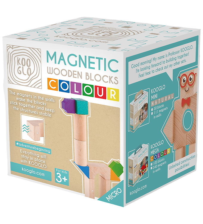 Kooglo Magnetiske Byggeklodser - Træ - 10 Stk. - Micro Colour Gi