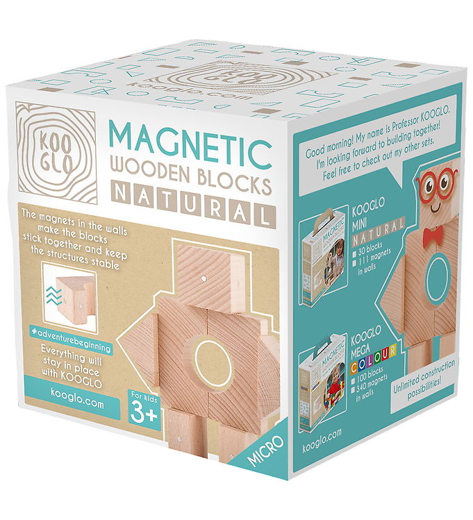 Kooglo Magnetiske Byggeklodser - Træ - 7 Stk. - Micro Natural Pr