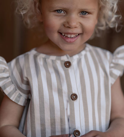 Hanevild T-shirt - Striped Frilled - Summer Sand