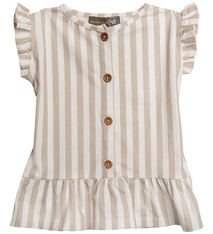 Hanevild T-shirt - Striped Frilled - Summer Sand