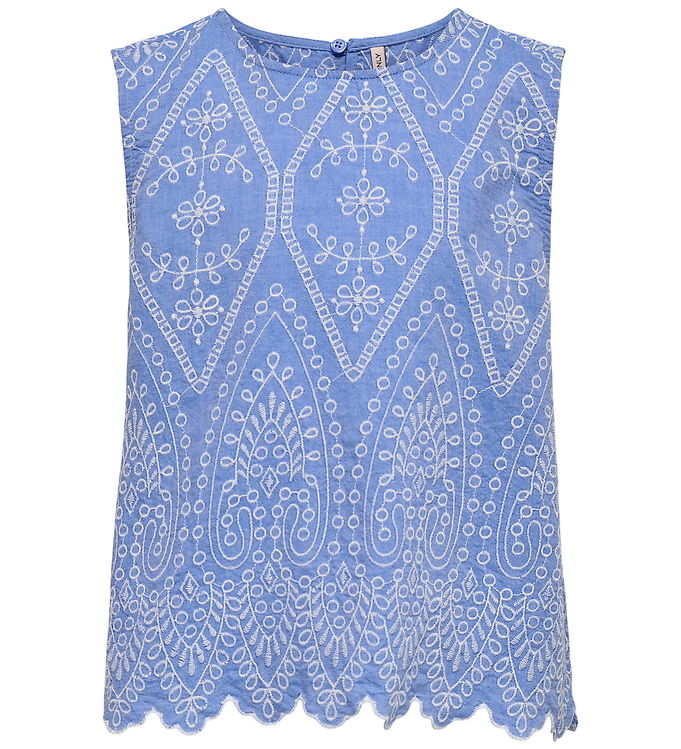 Kids Only Top - Broderi - KagTulum - Blue Bonnet/Bright White