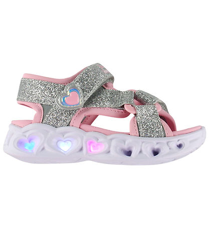 Skechers Sandaler - Heart Lights - Silver/Pink
