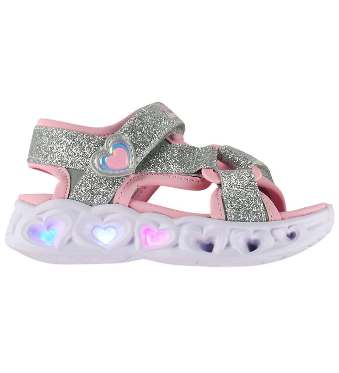 Skechers Sandaler – Heart Lights – Silver/Pink
