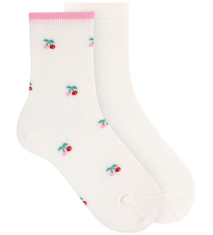 Condor Strømper - 2-pak - Creme m. Blomster