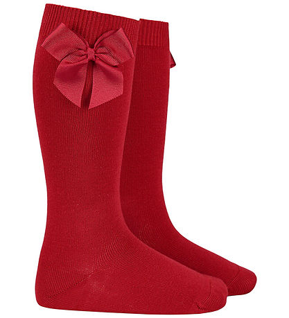 Condor Knæstrømper m. Sløjfe - Red Velve