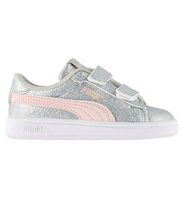 Puma Sko - Smash 3.0 Glit Glam V In - Glacial Gray/Frosty Pink