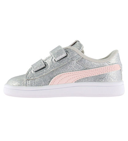 Puma Sko - Smash 3.0 Glit Glam V In - Glacial Gray/Frosty Pink
