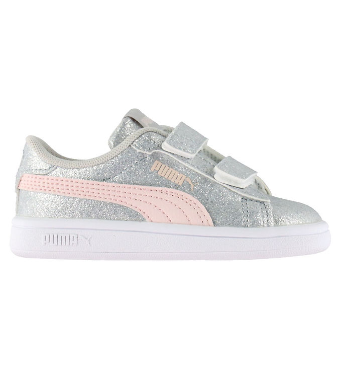 Puma Sko - Smash 3.0 Glit Glam - Glacial Gray/Frosty Pink