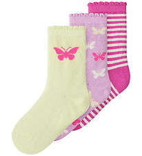 Name It Strømper - NmfFjola - 3-pak - Pear Sorbet/Pirouette/Stra