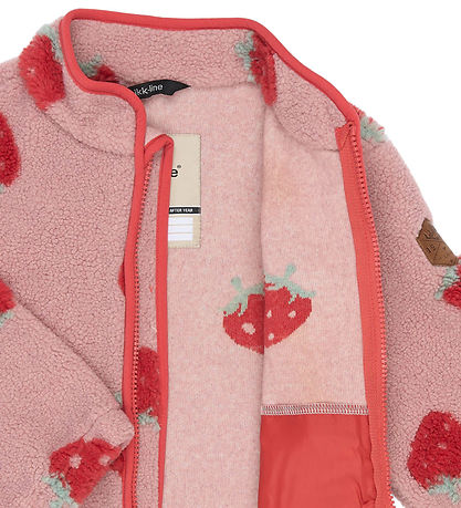 Mikk-Line Fleecejakke - Teddy - Strawberry AOP