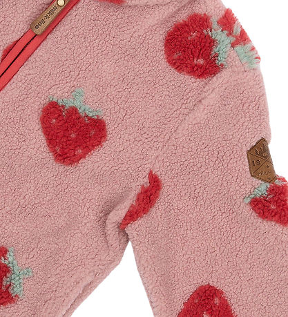 Mikk-Line Fleecejakke - Teddy - Strawberry AOP
