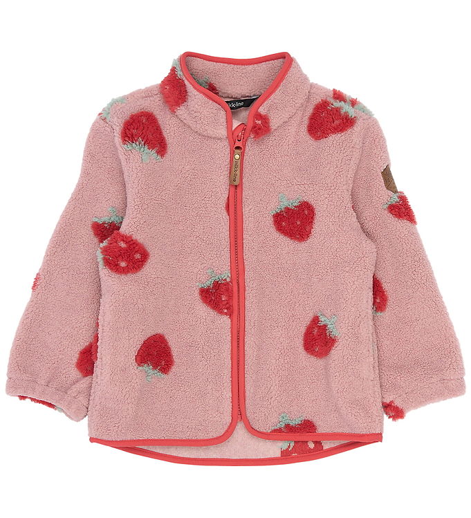 Mikk-Line Fleecejakke - Teddy - Strawberry AOP