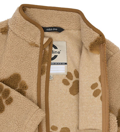 Mikk-Line Fleecejakke - Teddy - Paw AOP
