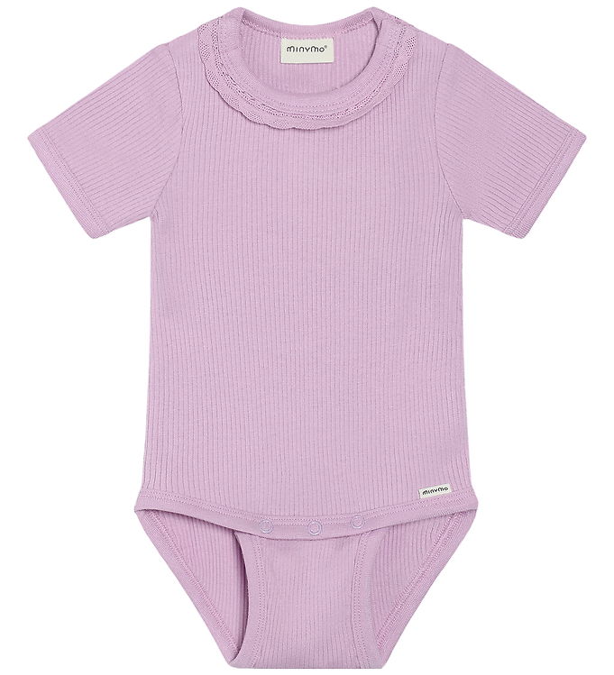 Minymo Body k/æ - Rib - Bomuld/Modal - Violet Dusk m. Blonde