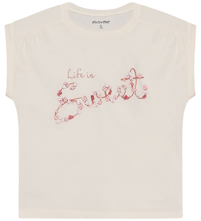 Minymo T-shirt - Vanilla Ice m. Blomster