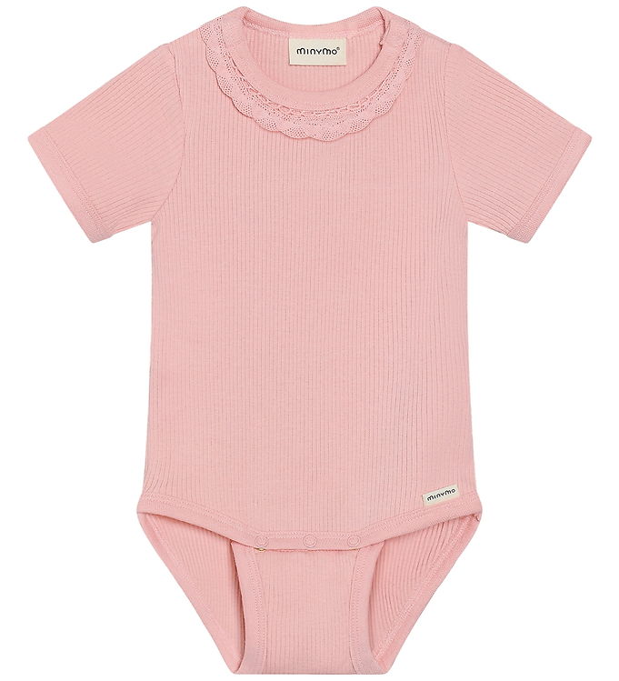 Minymo Body k/æ - Rib - Bomuld/Modal - Rosy Tough m. Blonde