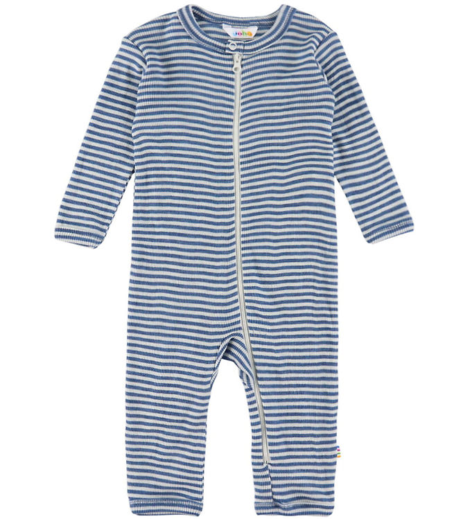 Joha Heldragt - Uld/Silke - Rib - Blå/Stribet billede