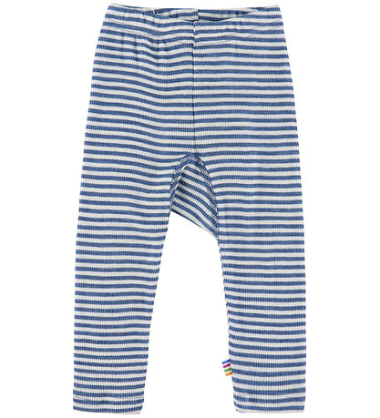Joha Leggings - Uld/Silke - Rib - Blå/Stribet