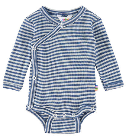 Joha Slå-om Body l/æ - Uld/Silke - Rib - Blå/Stribet