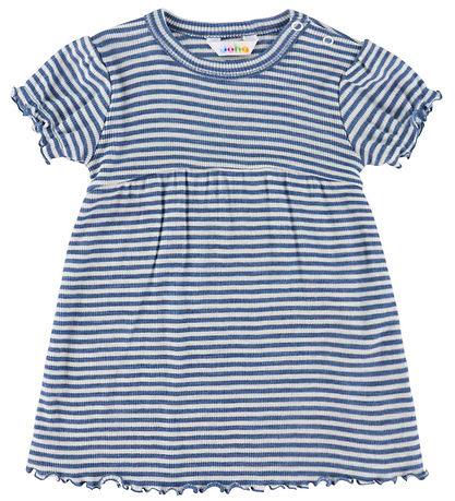 Joha Kjole - Uld/Silke - Rib - Blå/Stribet