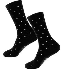 Fuzzies Strømper - 2-pak - Black/Light Grey m. Prikker