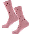 Fuzzies Strømper - 2-pak - Rose/Burgundy m. Prikker