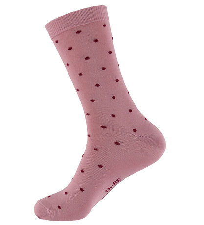 Fuzzies Strømper - 2-pak - Rose/Burgundy m. Prikker