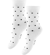 Fuzzies Strømper - 2-pak - Off White/Charcoal Grey m. Prikker