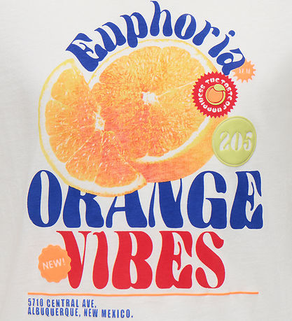 Kids Only T-shirt - KogBolette - Cloud Dancer/Orange Vibes