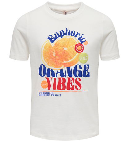 Kids Only T-shirt - KogBolette - Cloud Dancer/Orange Vibes