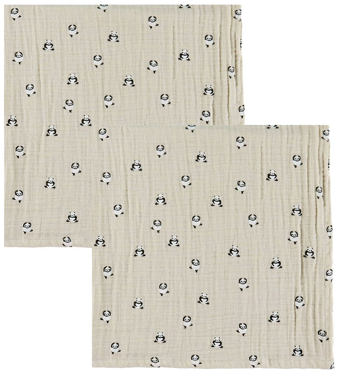 Liewood Lewis muslin tæppe 2-pack 65x65 cm Mini panda-sandy mix
