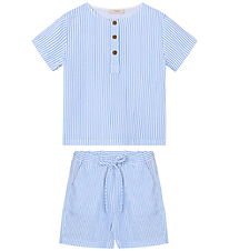 Fliink Shortssæt - Musselin - Cha Cha - Marina Stribed