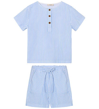 Fliink Shortssæt - Musselin - Cha Cha - Marina Stribed