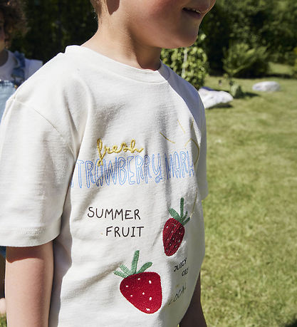 Fliink T-shirt - Sommer Strawberry - Cloud Dancer
