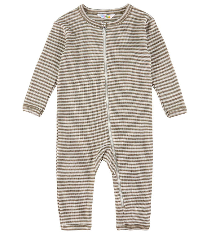 Joha Heldragt - Uld/Silke - Rib - Mørk Beige/Stribet billede