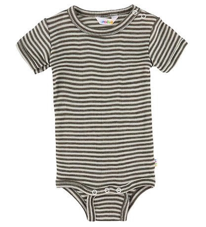 Joha Body k/æ - Uld/Silke - Rib - Mørkebrun/Stribet