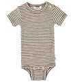 Joha Body k/æ - Uld/Silke - Rib - Mørk Beige/Stribet