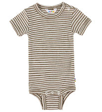 Joha Body k/æ - Uld/Silke - Rib - Mørk Beige/Stribet
