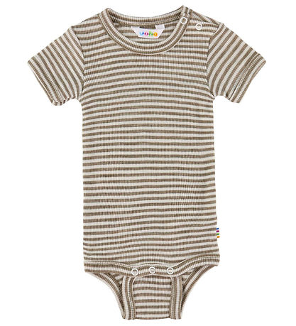 Joha Body k/æ - Uld/Silke - Rib - Mørk Beige/Stribet