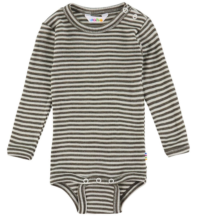 Joha Body l/æ - Uld/Silke - Rib - Mørkebrun/Stribet