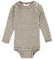 Joha Body l/æ - Uld/Silke - Rib - Mørk Beige/Stribet