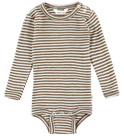 Joha Body l/æ - Uld/Silke - Rib - Mørk Beige/Stribet