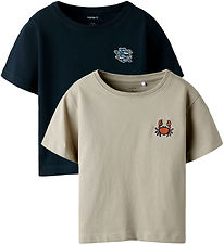 Name It T-shirt - NmmFrank - 2-pak - Aluminium/Salute