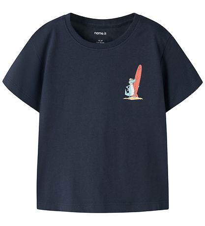 Name It T-shirt - 2-pak - NmmVagno - Grey Melange/Navy Blazer