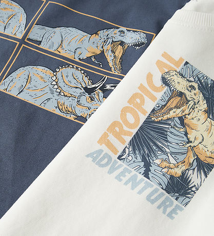 Name It T-shirt - 2-pak - NmmVux - Vintage Indigo/Bright White