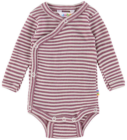Joha Slå-om Body l/æ - Uld/Silke - Rib - Lyng/Stribet