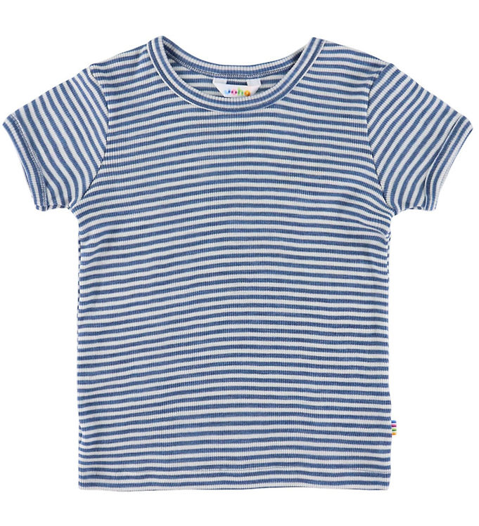 Joha T-shirt - Uld/Silke - Rib - Blå/Stribet