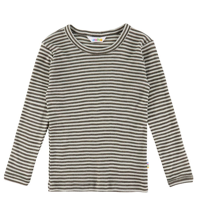 Joha Bluse Brun Stribet i Uld/silke - Str. 90cm (86/92cm)